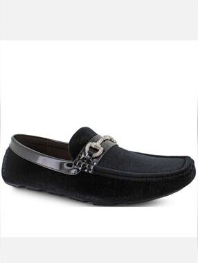 New Men's Black Velvet Slip On Amali Driving Moccasin Loafer